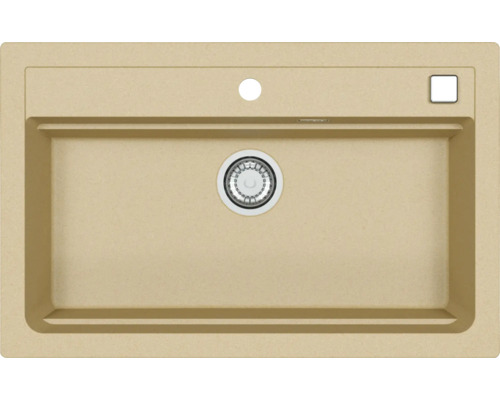 Chiuvetă din compozit de cuarț cu garnitură de scurgere și platformă pentru robinet