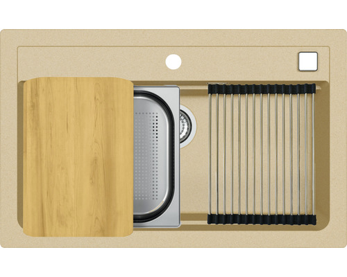 Chiuvetă cu tocător și suport pentru scurgere