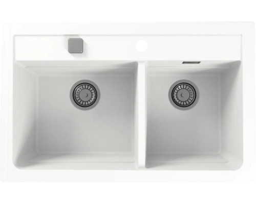 Chiuvetă dublă cu picurător din material compozit