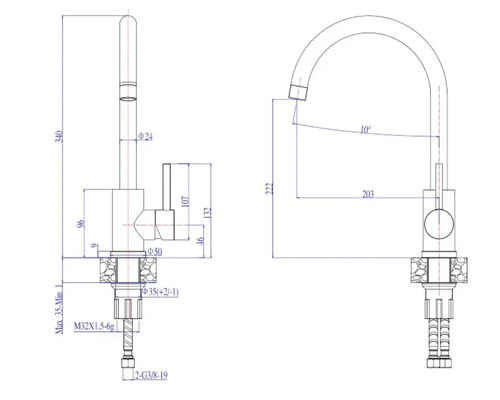 Desen tehnic al unei baterii cu dimensiuni