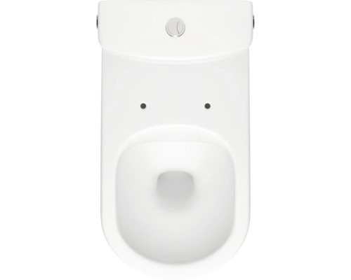 Vedere de sus a unui vas de toaletă alb cu spălare