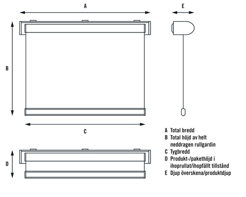 Desen tehnic al unei rulouri cu dimensiuni.