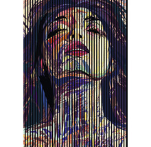 Portret abstract al unei femei cu linii verticale ca imprimare artistică