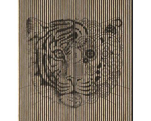 Panou riflaj acustic imprimat digital Tigru 3 19x2253x2400 mm Panou din lemn cu motiv de tigru și roată dințată