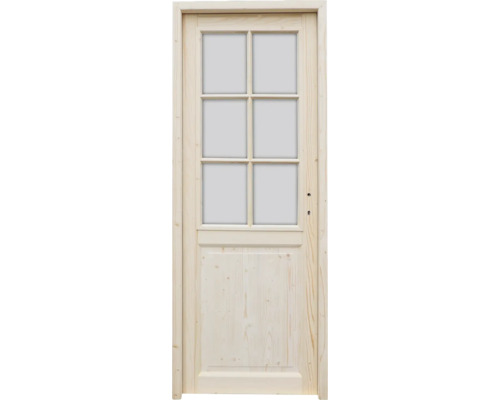 Ușă de interior Minerva brad natur lemn masiv 205x88 cm dreapta Ușă din lemn cu inserție de sticlă