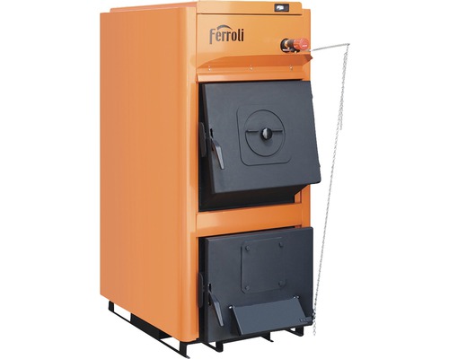 Cazan / Centrală termică pe combustibil solid Ferroli FSB Pro N 25 25 kW, cu 3 drumuri de fum, 118,5x50,5x102,5 cm