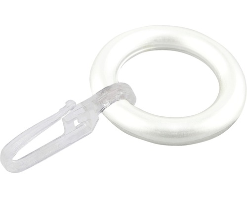 Inel plastic 31 mm cu cârlig pentru falduri, alb, set 10 buc.