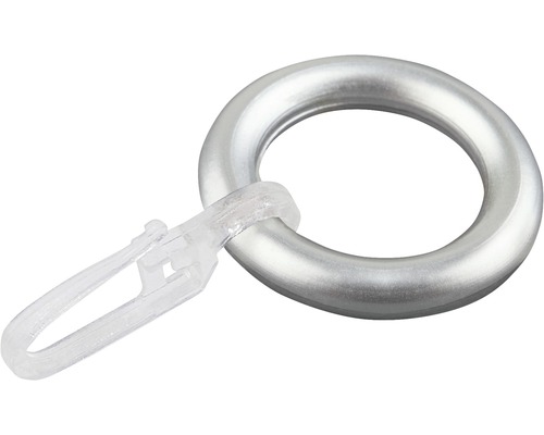 Inel plastic 31 mm cu cârlig pentru falduri, argintiu, set 10 buc.