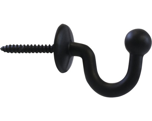 Cârlig pentru perdea, model bilă, 30 mm, negru, set 2 buc.