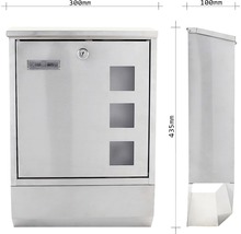 Cutie poștală din oțel inoxidabil cu trei ferestre transparente și dimensiuni