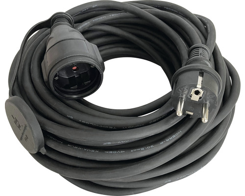 Prelungitor electric 25m 3600W negru, cablu cauciuc natural, pentru exterior IP44