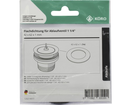 Garnitură plată pentru ventil de evacuare 1 1/4 inch, 42 x 62 x 1 milimetru