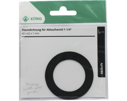 Garnitură plată pentru supapă de scurgere cu dimensiunile 42 x 62 x 1 milimetri în ambalaj