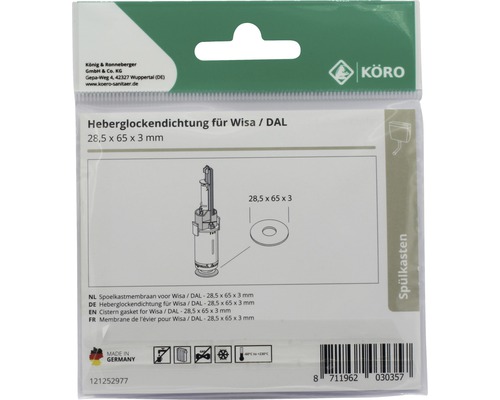 Garnitură clopot de tragere pentru Wisa și DAL, 28,5 x 65 x 3 milimetri