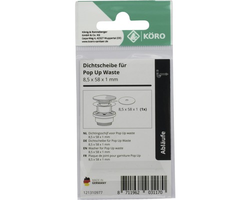 Șaibă etanșare pentru Pop Up Waste, dimensiune 8,5 x 58 x 1 mm