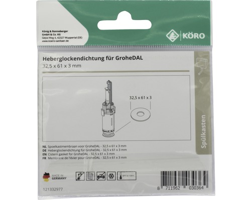 Garnitură clopot rezervor pentru GroheDAL 32,5 x 61 x 3 milimetri în ambalaj