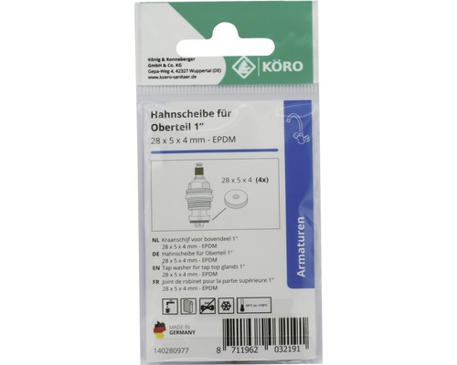 Șaibă robinet pentru partea superioară cu dimensiunile 28 x 5 x 4 milimetri
