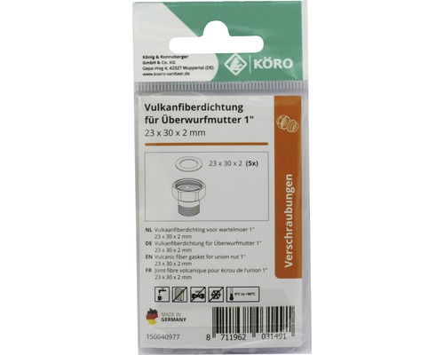 Garnitură din fibră vulcanizată pentru piuliță olandeză 1 inch, 23 x 30 x 2 milimetri