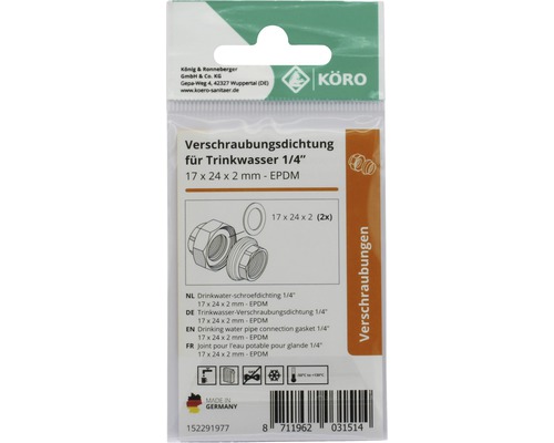 Garnitură fitinguri pentru apă potabilă 1/4 inch, 17 x 24 x 2 milimetri, EPDM