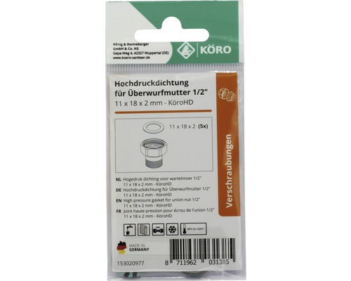 Garnitură de înaltă presiune pentru piuliță olandeză 1/2 inch, 11 x 18 x 2 mm, ambalaj