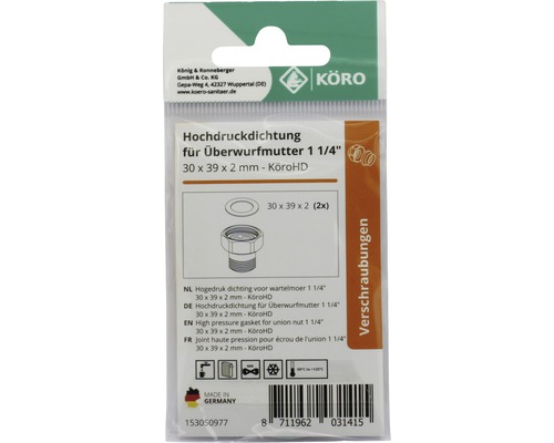 Garnitură de înaltă presiune pentru piuliță olandeză de 1 1/4 inch, 30x39x2 mm