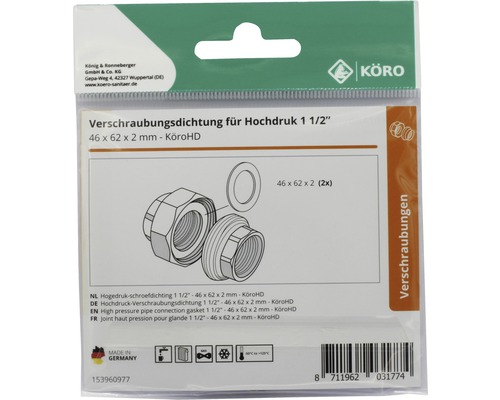 Garnitură de etanșare pentru racord de înaltă presiune de 1 1/2 inch, 46 x 62 x 2 milimetri