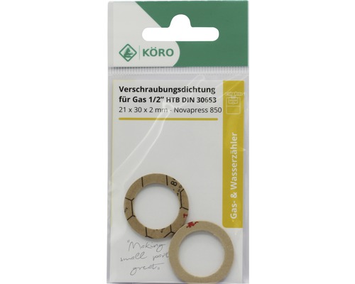 KÖRO Garnitură fiting pentru gaz 1/2 inch, HTB DIN 30653, 21 x 30 x 2 milimetri, Novapress 850