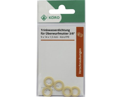 Etanșare apă potabilă pentru piuliță olandeză 3/8 inch, 9 x 14 x 1,5 mm, KöroTPE