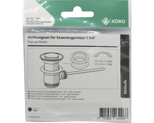Set de etanșare pentru garnitură excentrică de 1 1/4 inch, scurgere pop-up