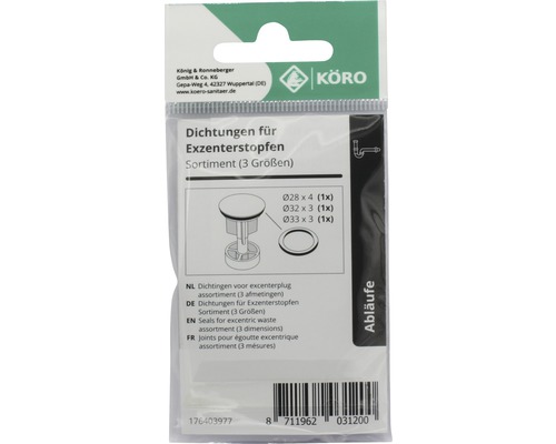 Garnituri pentru dopuri excentrice sortiment în ambalaj