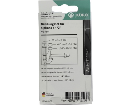 Set de etanșare pentru sifoane de dimensiunea 1 1/2 inch