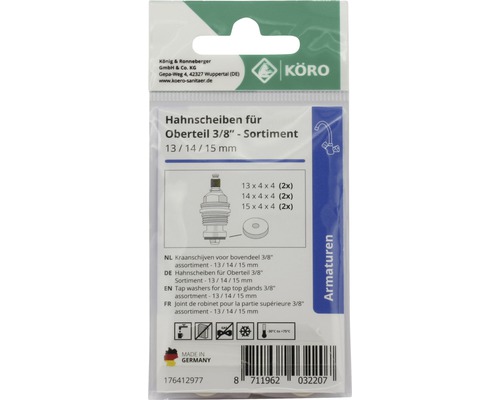 Körö șaibe robinet pentru partea superioară 3/8 inch sortiment 13/14/15 milimetri