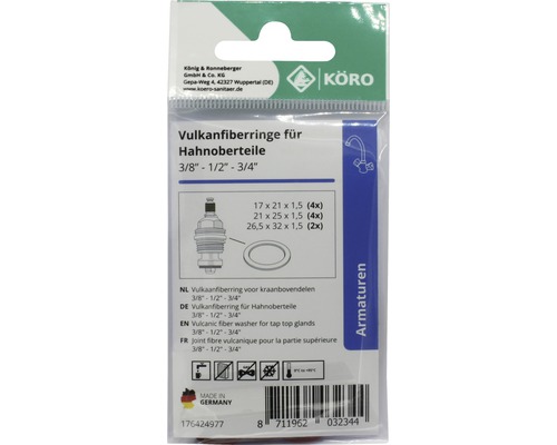 Pachet inele din fibră vulcanizată pentru capetele robinetelor 3/8 inch, 1/2 inch, 3/4 inch