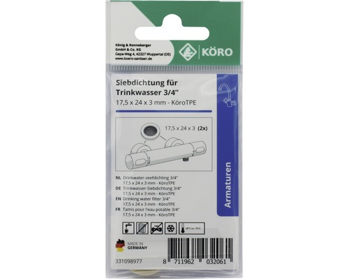 Garnitură filtru pentru apă potabilă, 3/4 inch, 17,5 x 24 x 3 milimetri