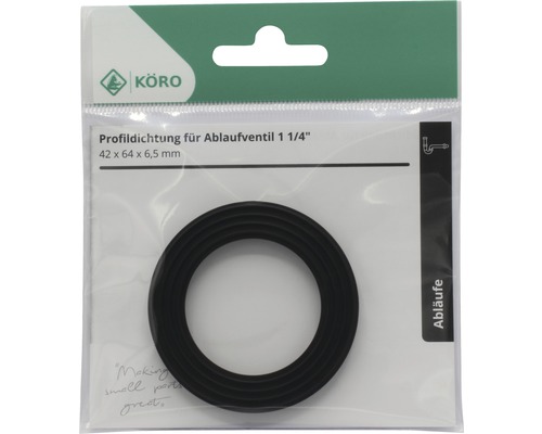 Garnitură profilată Körö pentru supapă de evacuare de 1 1/4 inch, dimensiune 42 x 64 x 6,5 milimetri