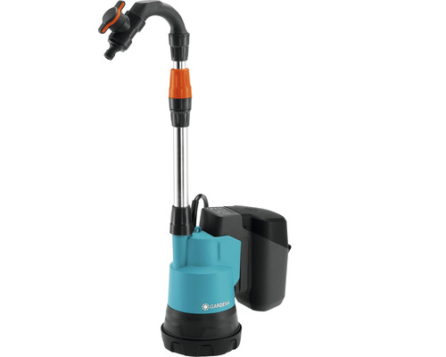 Pompă submersibilă pe bază de acumulator Gardena pentru apă de ploaie 250 W, 2000 l/h, H 20 m, fără acumulator și încărcător incluse Pompă submersibilă pe bază de acumulator Gardena pentru apă de ploaie 250 W, 2000 l/h, H 20 m, fără acumulator și încărcător incluse