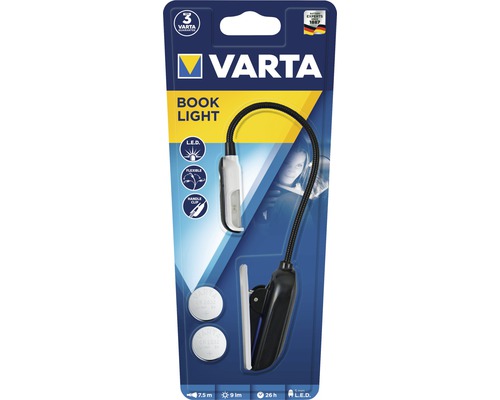 Lumină de carte Varta cu LED, flexibilă și cu clemă