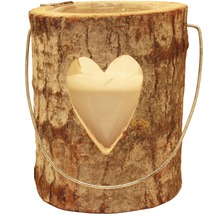 Felinar lemn model inimă Ø 21 H 26 cm crem-thumb-1