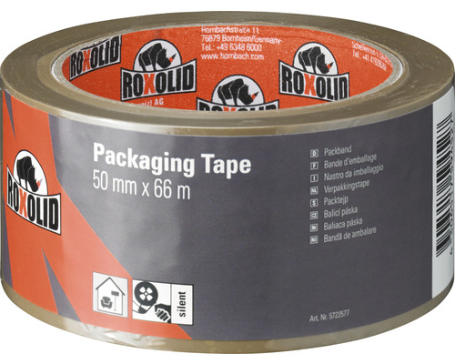 Bandă de ambalare ROXOLID Packaging Tape maro 50 mm x 66 m Rola bandă adezivă pentru ambalare 50 mm x 66 m