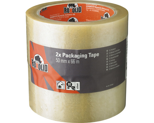 Set 2 benzi de ambalare ROXOLID Packaging Tape transparente 50 mm x 66 m