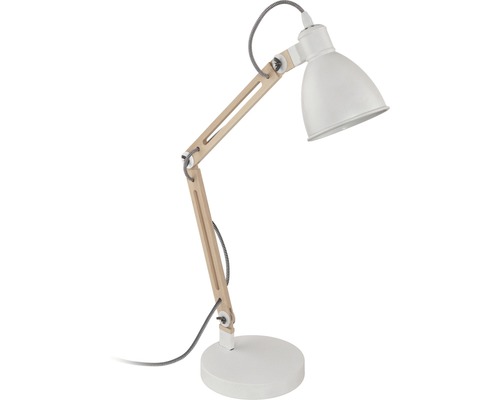 Lampă de birou Torona E14 max. 1x28W, alb/lemn natur