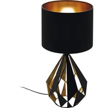 Lampă de masă neagră cu design geometric și interior auriu