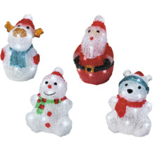 Patru figurine luminoase de Crăciun: ren, Moș Crăciun, om de zăpadă și urs polar