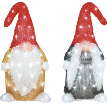 Doi pitici de grădină luminoși cu căciuliță roșie ca decorațiuni de Crăciun