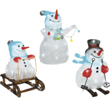 Trei figurine de om de zăpadă ca decorațiuni de Crăciun