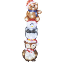 Figurină decorativă cu ursuleț, pinguin și bufniță cu iluminare