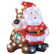 Decorațiune de Crăciun cu Moș Crăciun și ren iluminați