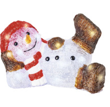 Om de zăpadă decorativ, culcat, cu iluminare pentru interior