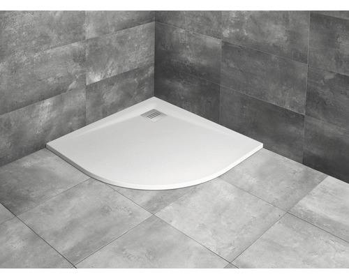 Cădiță de duș semirotundă Radaway Kyntos A 80x80x3 cm compozit alb HKA8080-04