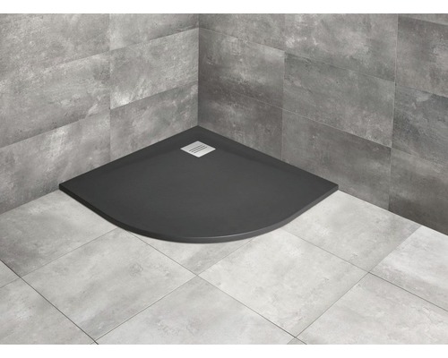 Cădiță de duș semirotundă Radaway Kyntos A 80x80x3 cm compozit negru HKA8080-54-0